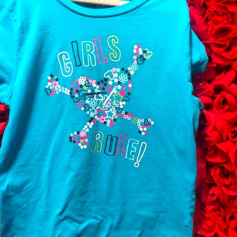 Unbranded Girls Turquoise T-shirt "Girls Rule" Size X-Large 14/16